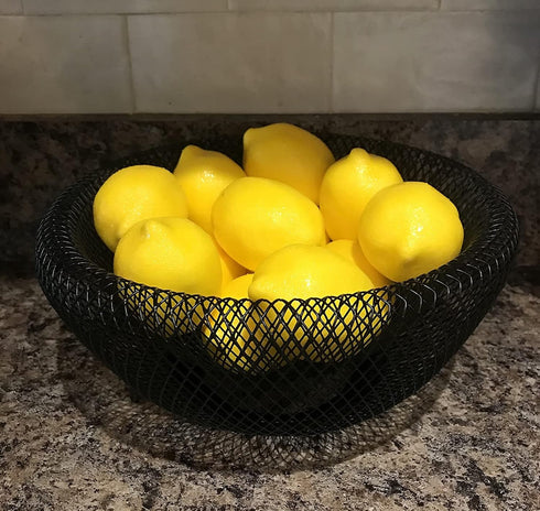 Cq Acrylic Fruit Basket for Kitchen Counter, Metal Wire Modern Standing Fruit Basket with Banana Hanger
