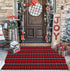 Christmas Outdoor Rugs 24 x 51'', Black Red Buffalo Plaid Hand-Woven Indoor/Outdoor Layered Door Mats