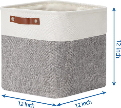 Temary 12 Inch Storage Baskets, Foldable Fabric Storage Cubes 4PCs for Organizing Clothes and Towels