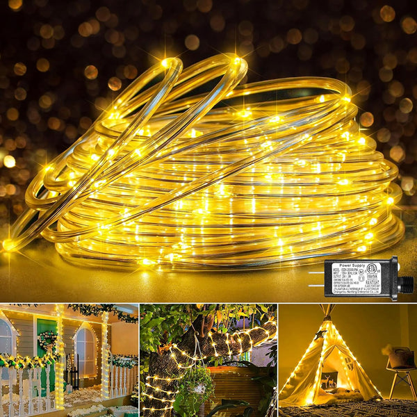 66FT 200 LED Rope Lights for Outside, Plug in Rope Lights Outdoor