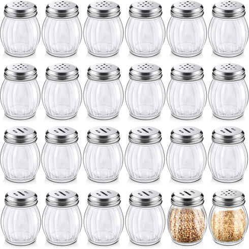 Hotop 24 Pieces Glass Spices Shaker with Perforated Top Cheese Shaker with
