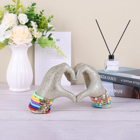 Heart Hand Sculpture, Champagne Gold Home Decor Aesthetics for Shelves on Coffee Table Dining Table Centerpiece