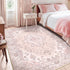 5'x7' RELEANY Area Rugs Washable Non-Slip, Floral Vintage Distress Print Pattern Medallion Carpet for Living Room
