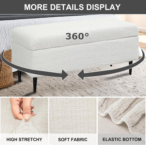 43) Eco-Ancheng Storage Ottoman Cover Rectangle Ottoman Slipcover Folding Storage Bench Cover Footrest Stool Slipcover