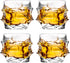 12 oz Hand Blown Crystal Whiskey Glasses Set of 4, Unique Cognac Glass, Heavy Thick Bottom Bar Glass for Gifts
