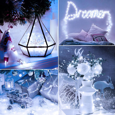 6 Pack 7ft 20 Minetom Fairy Lights Battery Operated String Lights - LED Waterproof Silver Wire Firefly Lights