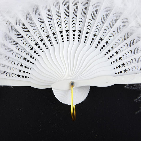 BABEYOND Marabou Feather Fan 20s Vintage Folding Hand Fan for Costume Dancing Show, Tea Party Wedding (White)