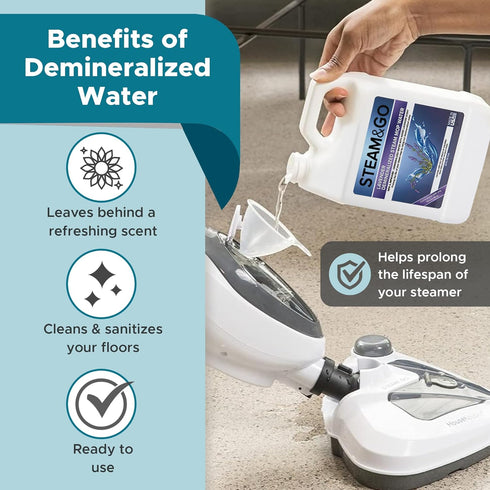 Steam & Go Demineralized Water, 32 oz, Ready-to-Use Lavender Scented Floor Cleaner Liquid for Mop Steamer