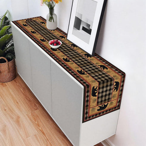 Decor(13x72 inch) Bear Table Runner,Dining Decor for Kitchen Coffee Table Family Dinners Holiday Parties Wedding Events