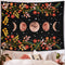 Lifeel Moonlit Garden Tapestry, Black Wall Decor Tapestry with Moon Phase Surrounded by Vines and Flowers 60×80 inches