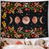 Lifeel Moonlit Garden Tapestry, Black Wall Decor Tapestry with Moon Phase Surrounded by Vines and Flowers 60×80 inches