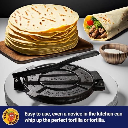 Vivicreate Tortilla Press, Dough Maker, Flour Tortilla Press, Quesadilla Maker, 10 Inch Tortilla Press