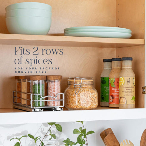 4-1/2"W 10-1/2"D 2-3/4H, Pull Out Cabinet Organizer for Spices, Cans - Heavy Duty with Lifetime Limited Warranty- Pull