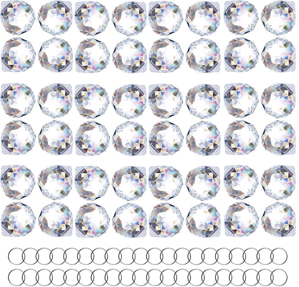 HDCRYSTALGIFTS 48pcs Clear Crystal Ball Prism 20mm Chandeliers Prism Sun Shine Catcher