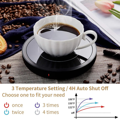 Coffee Mug Warmer for Desk with 4H Automatic Shut-Off, Adjustable Temperature Control for Ceramic, Glass, and Stainless