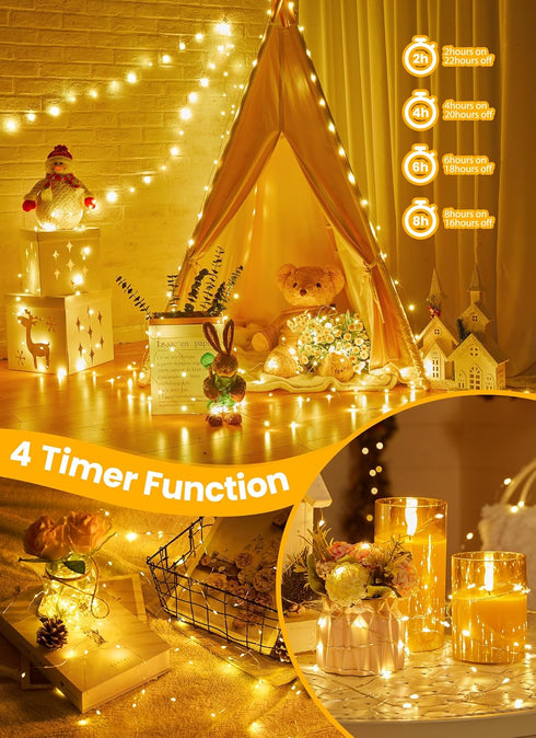 8 66 200 Fairy Lights with Remote, Modes & Timer, Feet Led Christmas Light Twinkle Lights Plug in, Waterproof String