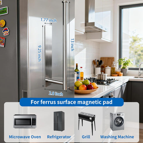 Magnetic Paper Towel Holder - No Drill, Paper Towel Roll Holder Magnet Towel Rack Wall Mount Fridge Organizer