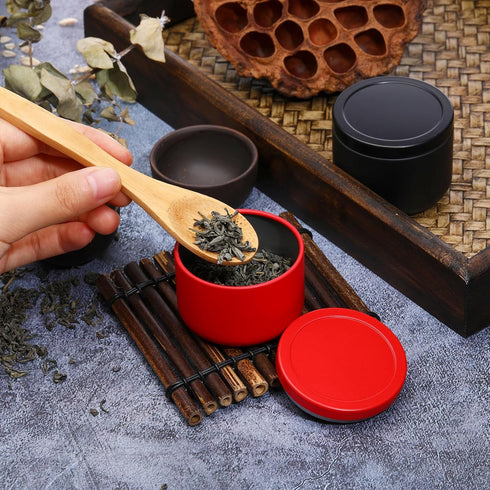 YASUOA 6 Pack Tea Jars Iron Can for Loose Leaf Storage Containers with Lids, Mini Portable Box for Spices