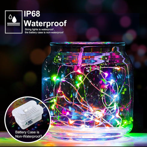 pozzolanas 8 Pack 7ft 20 Multicolor Battery Operated String Lights - Waterproof Fairy Lights with LEDs for Home, Mason