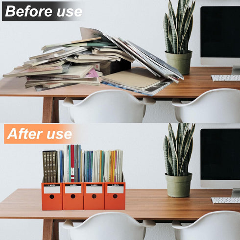 Orange-red Cardboard Magazine Holder (2 Pack), Sturdy Vertical File Folder Organizer for Desk, 10.6'' H×10.2'' L ×3.5''W