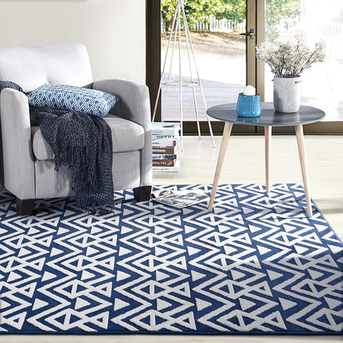 4 6 Ompaa Ultra Soft Shaggy Rugs Memory Foam Bedroom Carpet, Blue x Feet, Plush Geometric Textured Area Rugs for Living