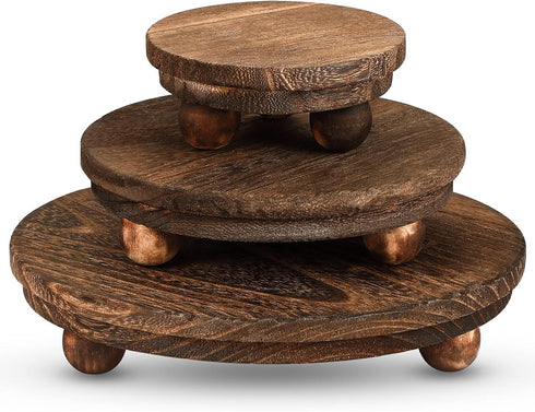 Amyhill 3 Pcs 8/6/4 Inch Wooden Risers for Display Wood Pedestal Stand