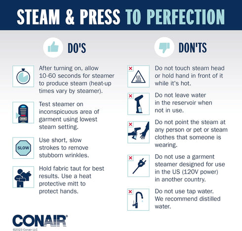 Conair Handheld Travel Garment Steamer, CompleteSteam 1100W for Home, Office, and Travel, Black