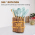 RedCall Acacia Wood Utensil Holder, 360° Rotating Large Cooking Organizer, Spoon Spatula Holder for Kitchen Counter