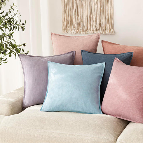 Pack 2, 24 24 Inch Foindtower of Decorative Linen Soild Throw Pillow Covers Soft Accent Euro Cushion Case Farmhouse