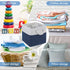 Cube Storage Baskets, 6 Pack 11x11 inch with Cotton Handles for Closet, Shelves, Clothes, Toys (White/Navy Blue)