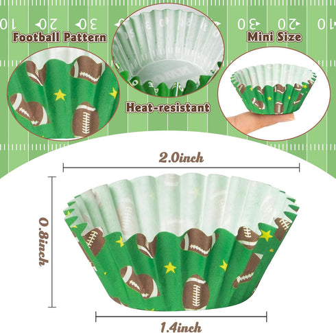 Football Mini Cupcake Liners, 600 pcs Themed Baking Cups for Game Day, Muffin Case Cupcakes Wrappers (6 Styles)