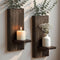 Treory Wood Wall Planter Set of 2, Wooden Wall-Mounted Vase with Shelf for
