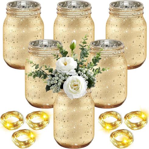 Layhit 6 Pcs Painted Mason Jars Colored Painted Mason Jars Centerpiece for