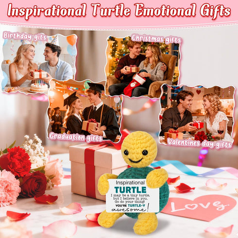 Funny Crochet Turtle Inspirational Graduation Gifts for Kids Teens Boys Girls, Birthday Appreciation Gifts