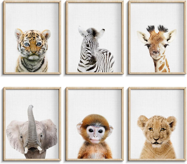 EPHANY Baby Animal Posters and Prints, Set of 6 Unframed Nursery Decor Pictures for Baby Boys & Girls Room