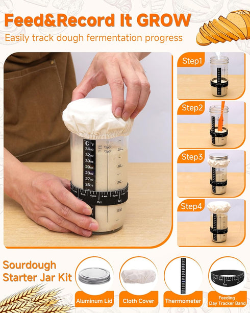 AIZMOZIA Complete Sourdough Starter Kit With Woven Proofing Basket, Sour dough Starter jar, Sourdough Bread Baking