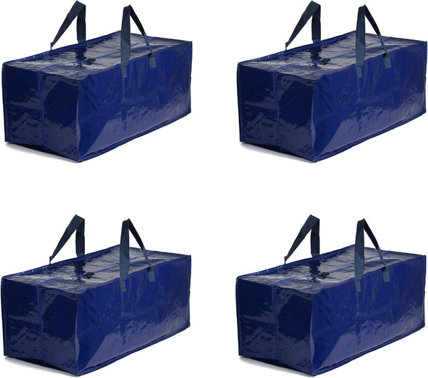Earthwise X-Large Moving Bags Set of 4, Blue - W/Backpack Straps, Strong Handles & Zippers, Fold Flat Storage Totes