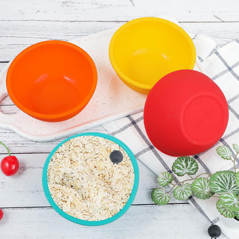Webake Small Silicone Bowls, 4 Pack 8oz Unbreakable Prep Bowls for Ice Cream, Snack, Dessert Serving, Oven and