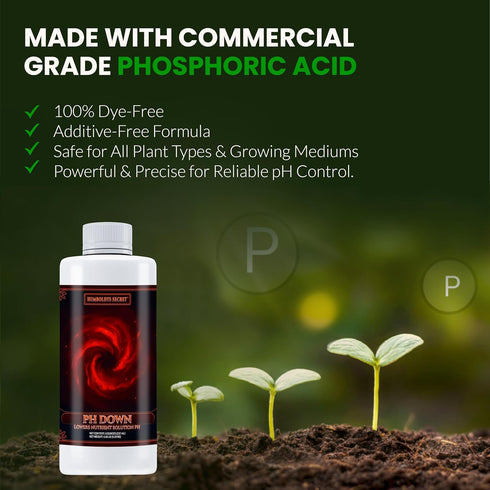 8 Humboldts Secret pH Down for Plants | Liquid pH Adjuster and Balancer for Soil Coco Hydroponics | Concentrated