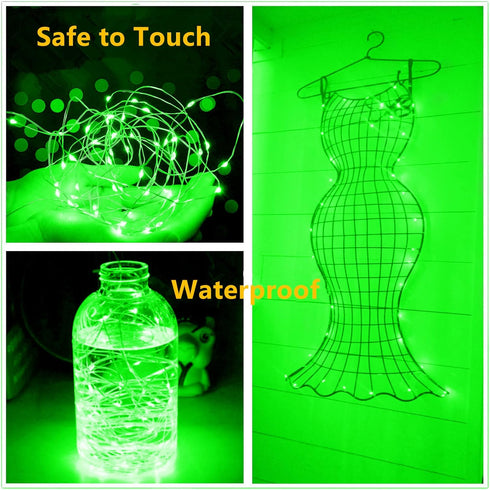 Ranlraka 7Ft 20 Green Battery Operated String Lights, St. Patrick's Day Decoration Waterproof LED Diwali Halloween