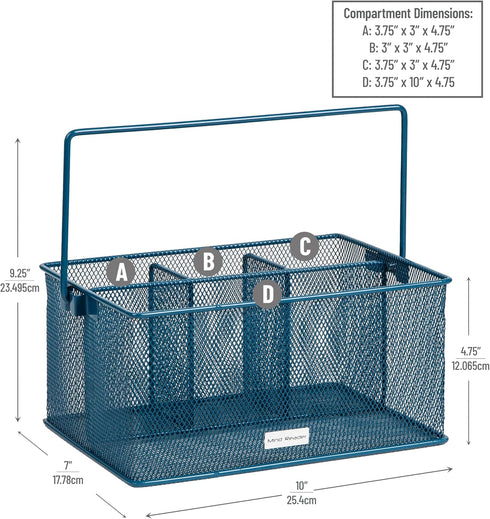 Mind Reader Utensil Holder, Silverware Organizer, Metal Mesh Caddy, Kitchen Cutlery Holder, 10"L x 7"W x 4.75"H