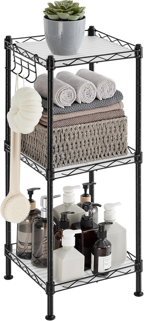 SONGMICS 3-Tier Bathroom Shelf, Storage Rack for Small Space, with 3 PP