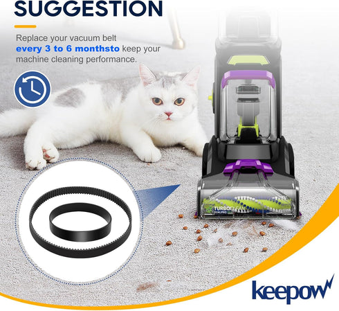 KEEPOW Replacement Belts Set for Bissell 3071 PowerForce, TurboClean DualPro Pet Carpet Cleaner (2+2 Pack)