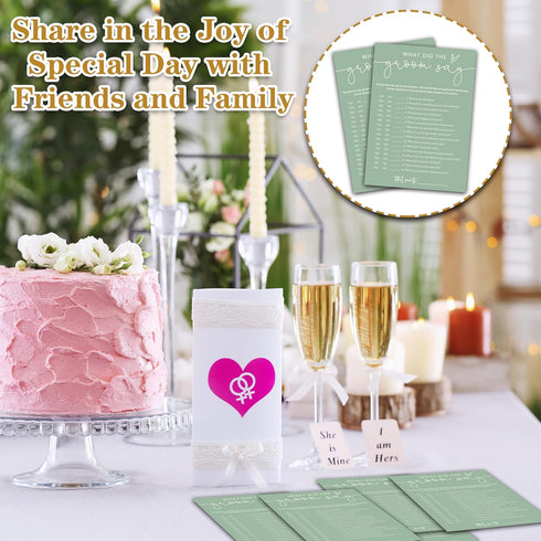 30 A10 What Did the Groom Say Cards, Sea Green Bridal Shower Games, Elegant Wedding Game for Bachelorette Engagement