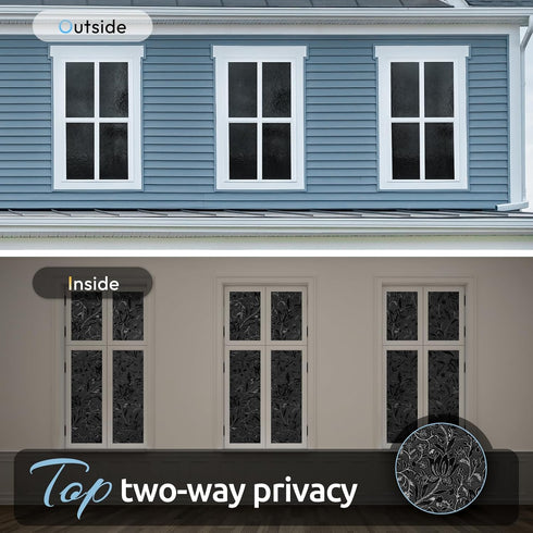 rabbitgoo Black Total Blackout Window Film, 35.4" x 78.7" Light Blocker for Sun Blocking and Privacy
