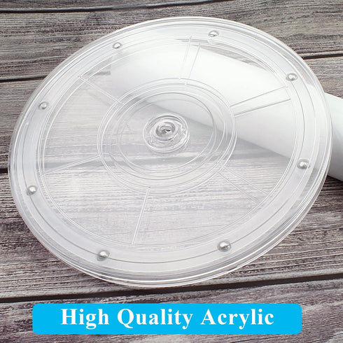 Jersvims 2Pcs 4 Inch Acrylic Turntable Platter, Transparent Round Rotating Organizer for Kitchen Pantry Cabinet