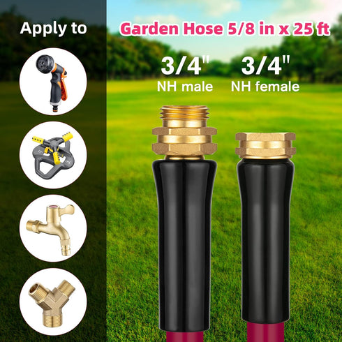 WELLUCK 5/8 in x 25 ft Garden Hose, Heavy Duty Anti Kink Flexible Water Hose for Drinking Water Safe BPA Free