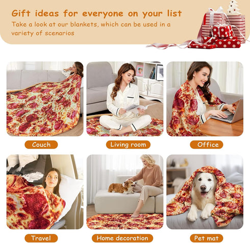 80 Inches, Pizza Blanket Adult Size Birthday Gifts for Her Him, Funny Gifts for Girlfriend Boyfriend, Novelty Pepperoni