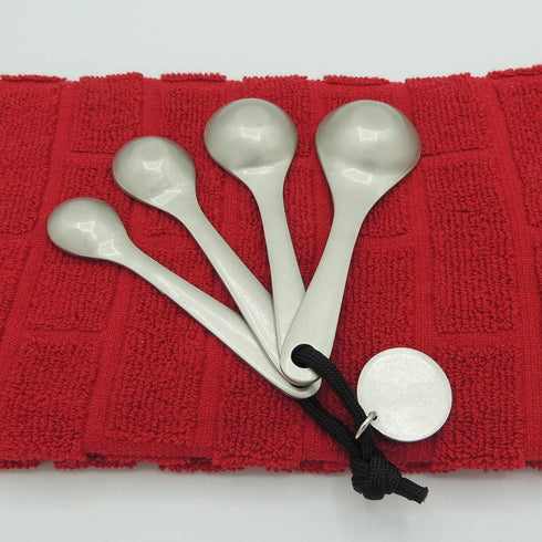 Amazing Woman Measuring Spoon Set, Decorative Kitchen Accessories, 4 Spoons, Engraved Pewter and Silver Enamel