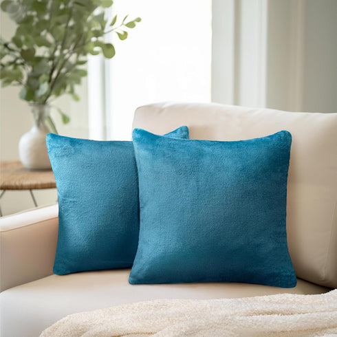 PAVILIA Teal Blue Throw Pillow Covers 18x18, Set of 2 Decorative Cases for Bed Sofa Couch, Velvet Square